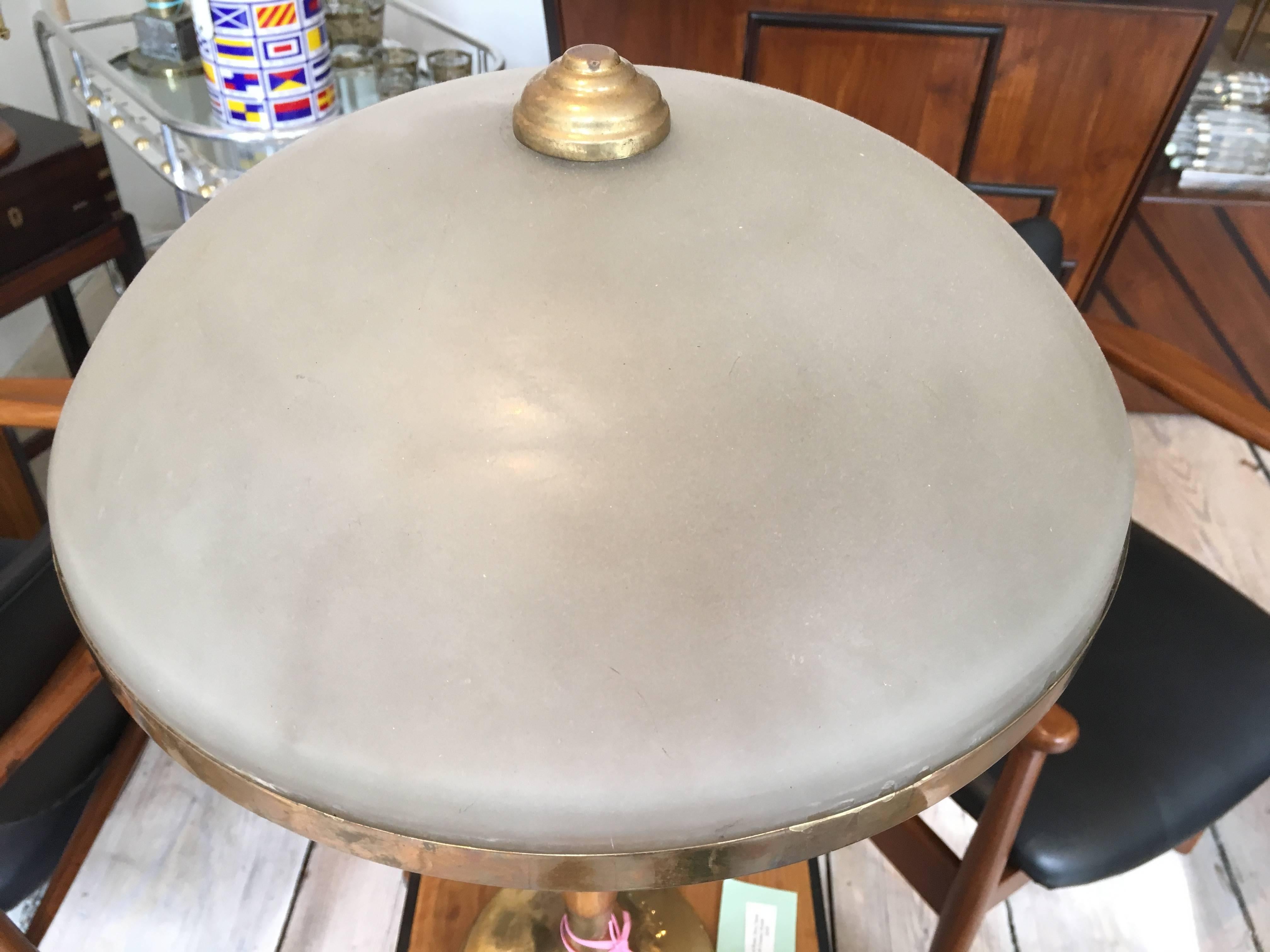Mid-Century Modern Teak and Brass Table Lamp In Good Condition In Nantucket, MA