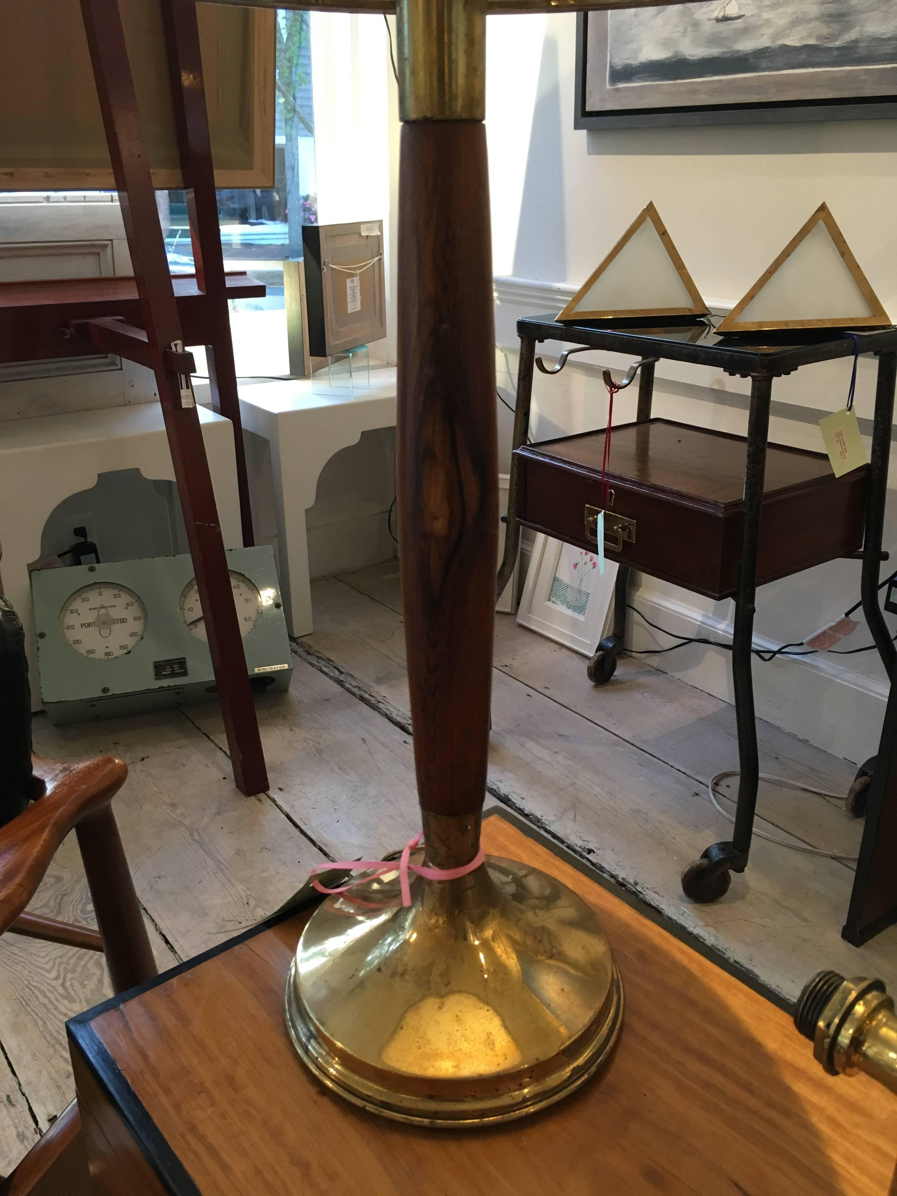20th Century Mid-Century Modern Teak and Brass Table Lamp
