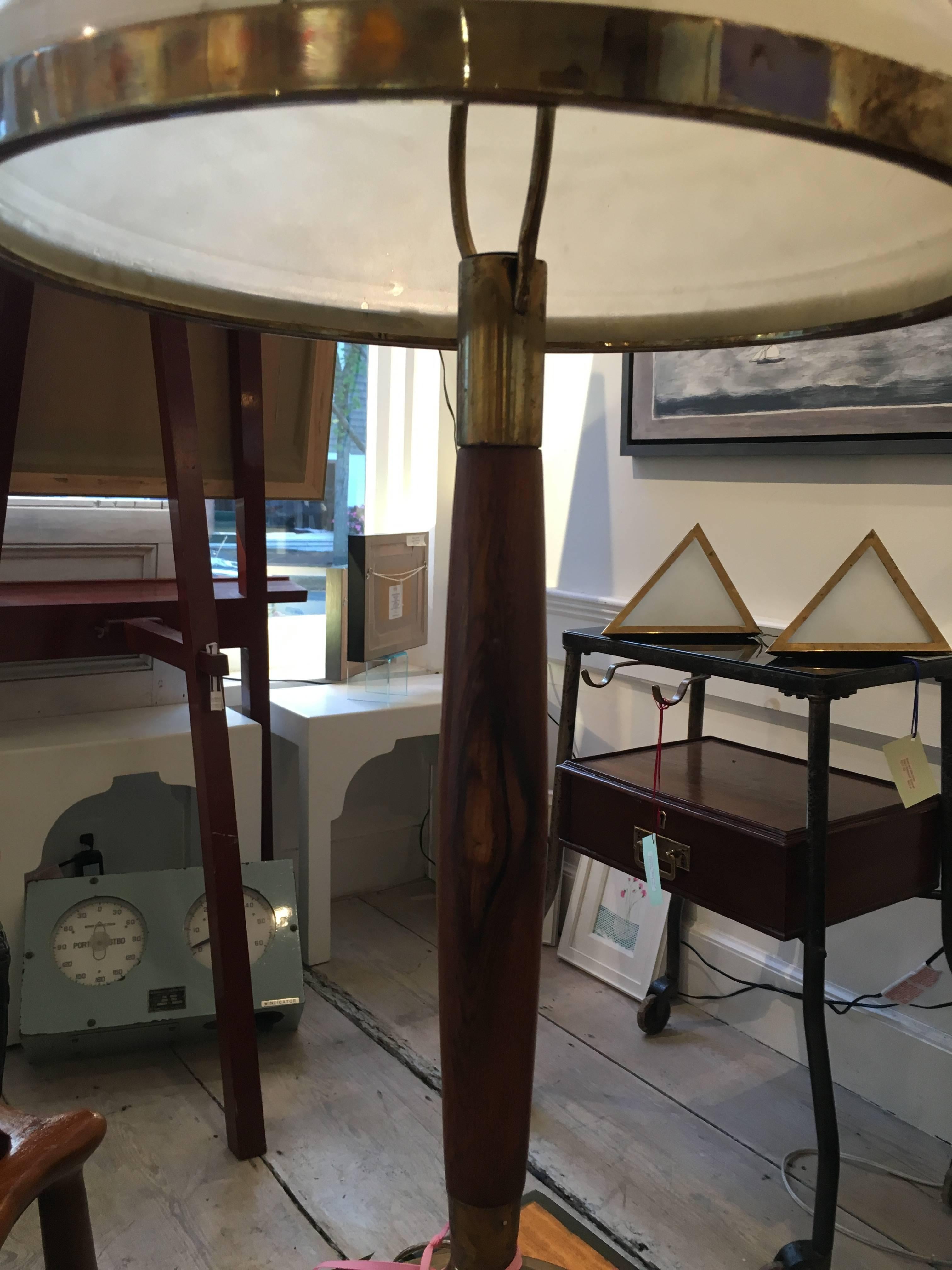 Mid-Century Modern Teak and Brass Table Lamp 1