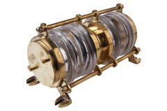 Pair of Brass, Double Light Ship's Lights with Fresnel Lens