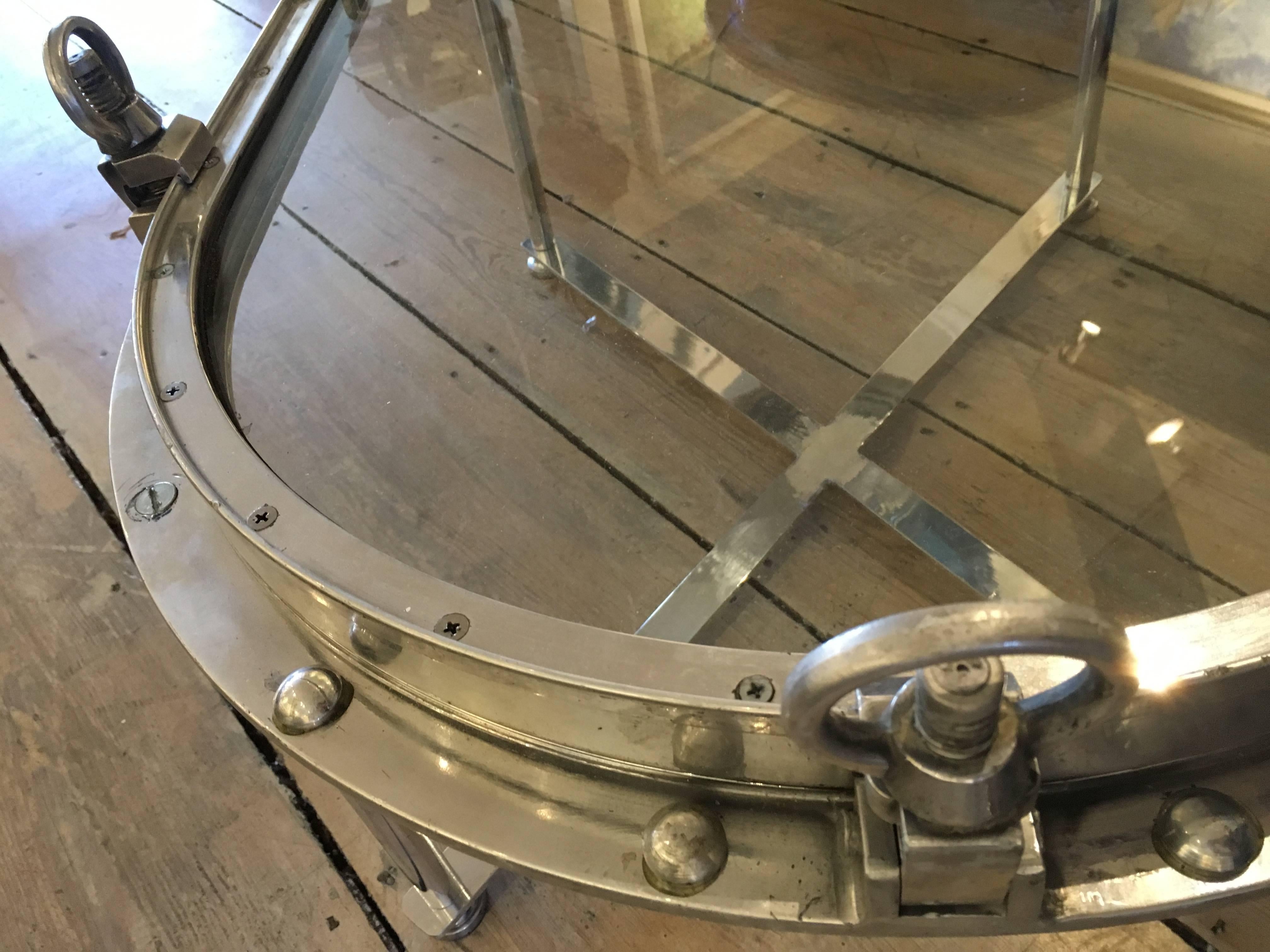 20th Century Original Ship's Nautical Porthole Window Converted to Coffee Table