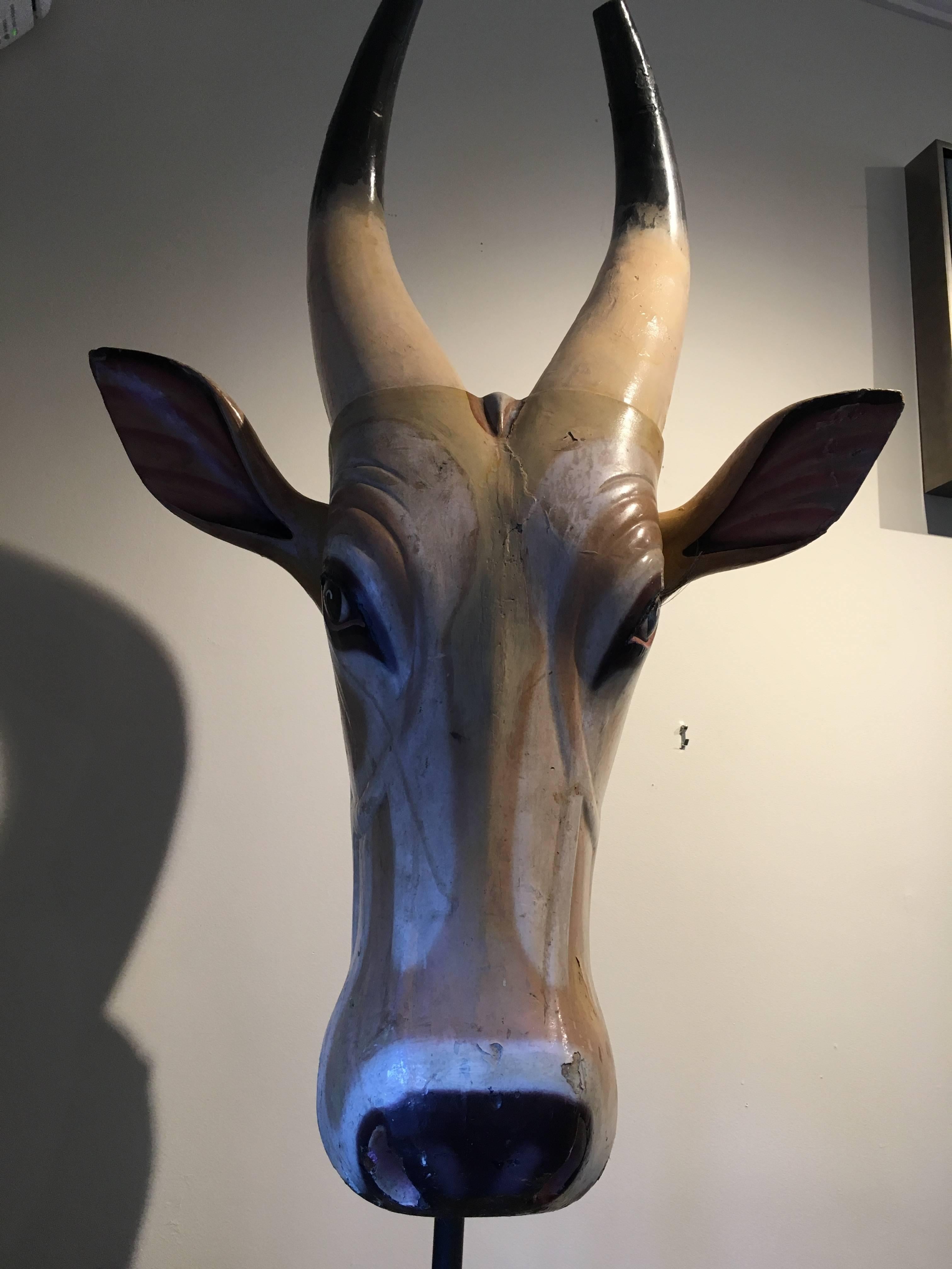 Rare, Indian Sacred Cow Folk Art Mask In Good Condition In Nantucket, MA