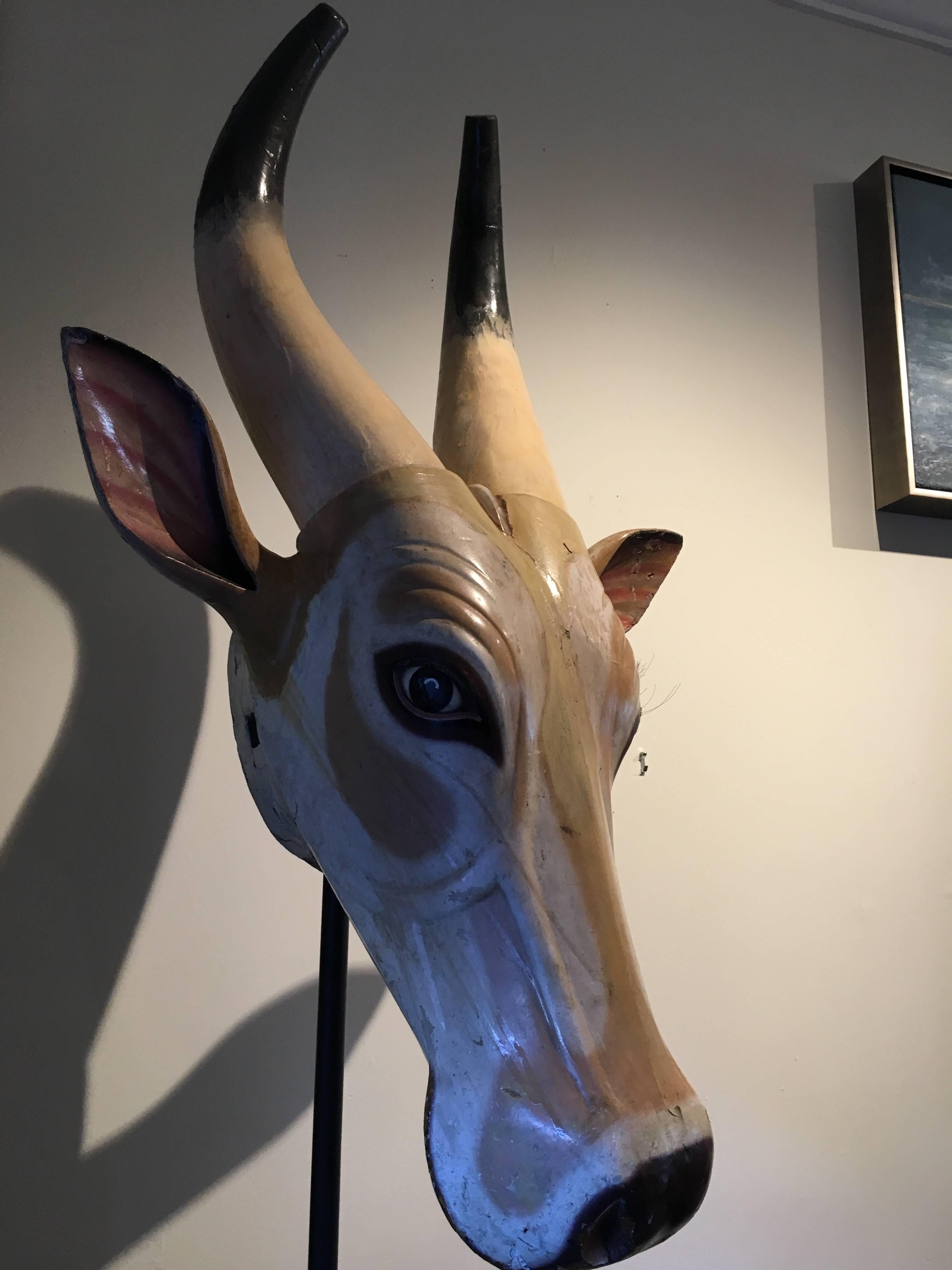20th Century Rare, Indian Sacred Cow Folk Art Mask