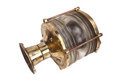 Pair of Brass and Fresnel Lens Nautical Navigation Lights, 1970s