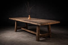 Table de salle à manger en Oak Oak récupéré du 19ème siècle dans le style Country Farmhouse + 3D