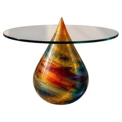 Contemporary Colored Resin Drop Coffee Table with Glass Top by Sergio Vulpe