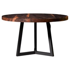 Table ronde moderne et contemporaine en noyer massif, 120cm