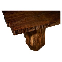 Brutalist Sculptural Solid Oak Dining Table by Sergio Vulpe