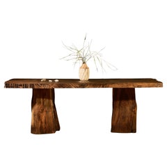 Table de salle à manger sculpturale en chêne massif de style brutaliste de Sergio Vulpe