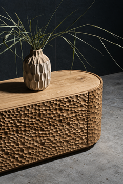 Sculptural Сontemporary Solid Oak Commode by Sergio Vulpe