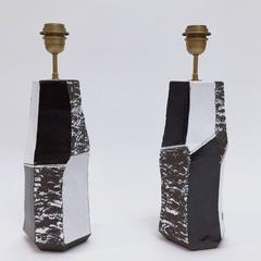 Black and White Faceted Ceramic Lamp Bases