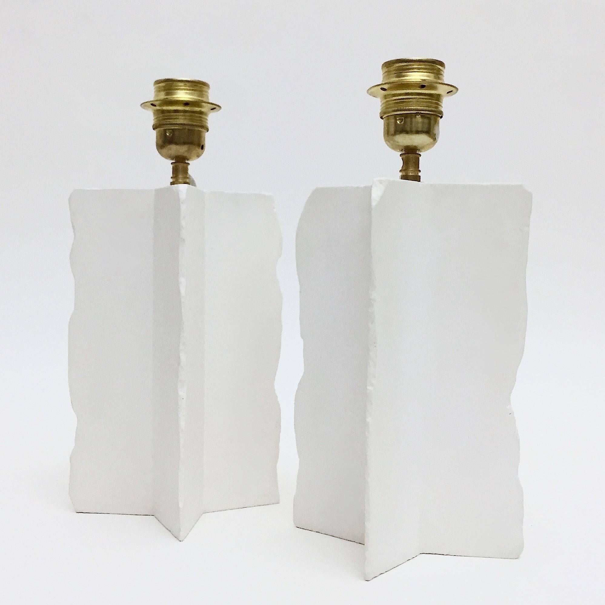 Pair of White Plaster Lamp-Bases Forming a Cross 1