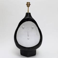 Large Double Faces Lamp Base Glazed in Black and White