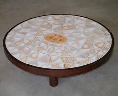 Roger Capron - Exceptional Round Low Table - Vallauris France c. 1980