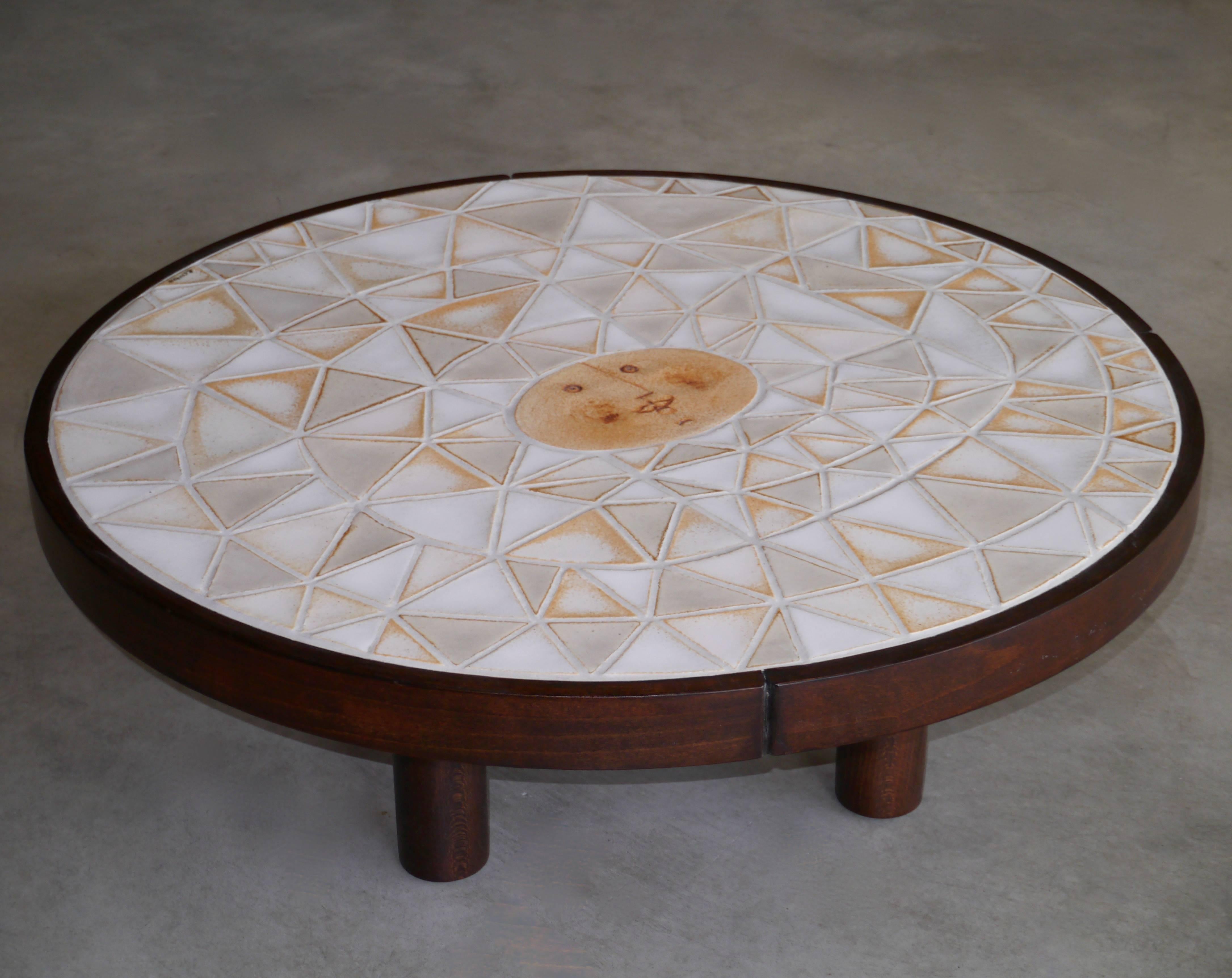 Roger Capron - Exceptional Round Low Table - Vallauris France c. 1980 For Sale 1