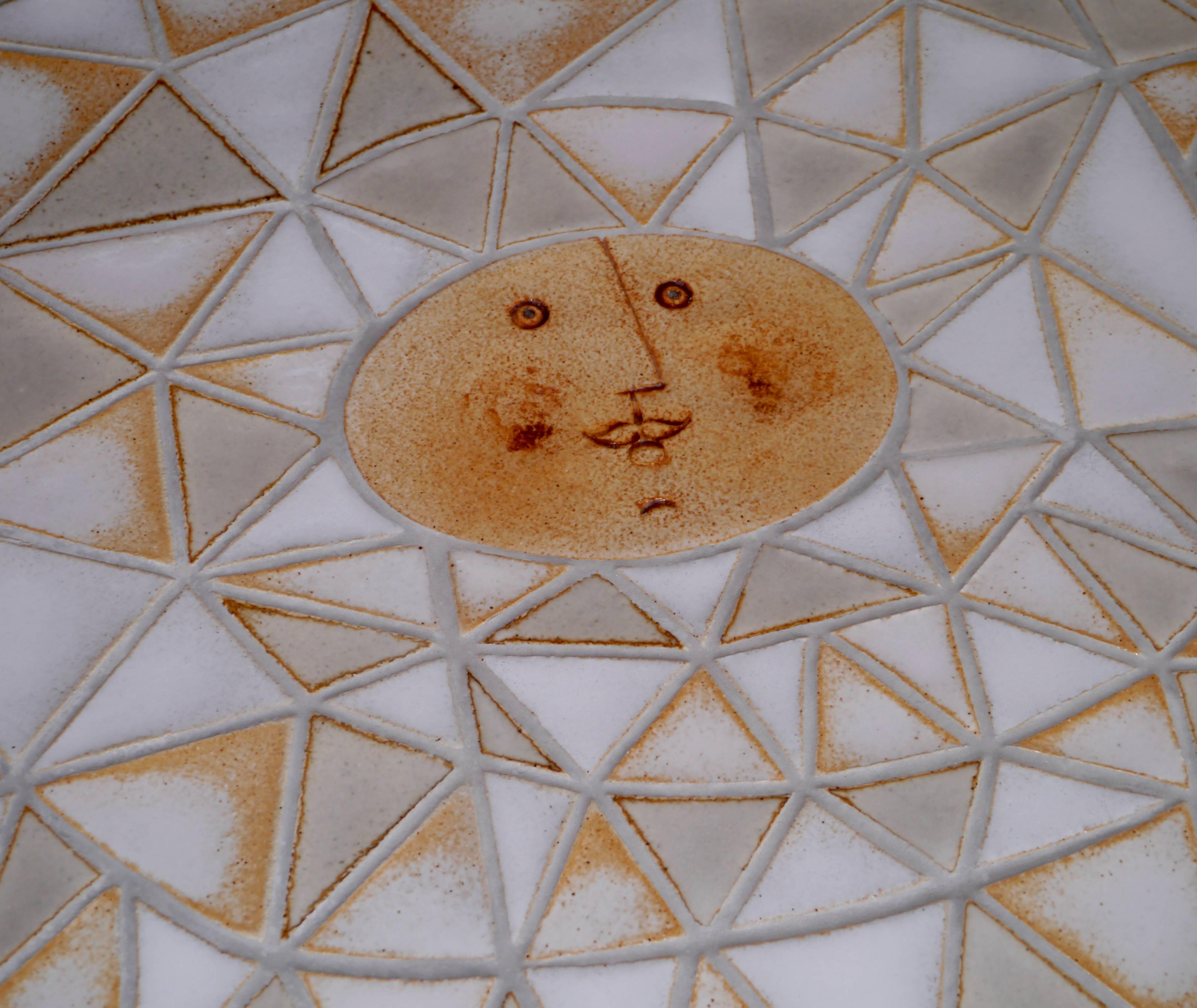 French Roger Capron - Exceptional Round Low Table - Vallauris France c. 1980 For Sale