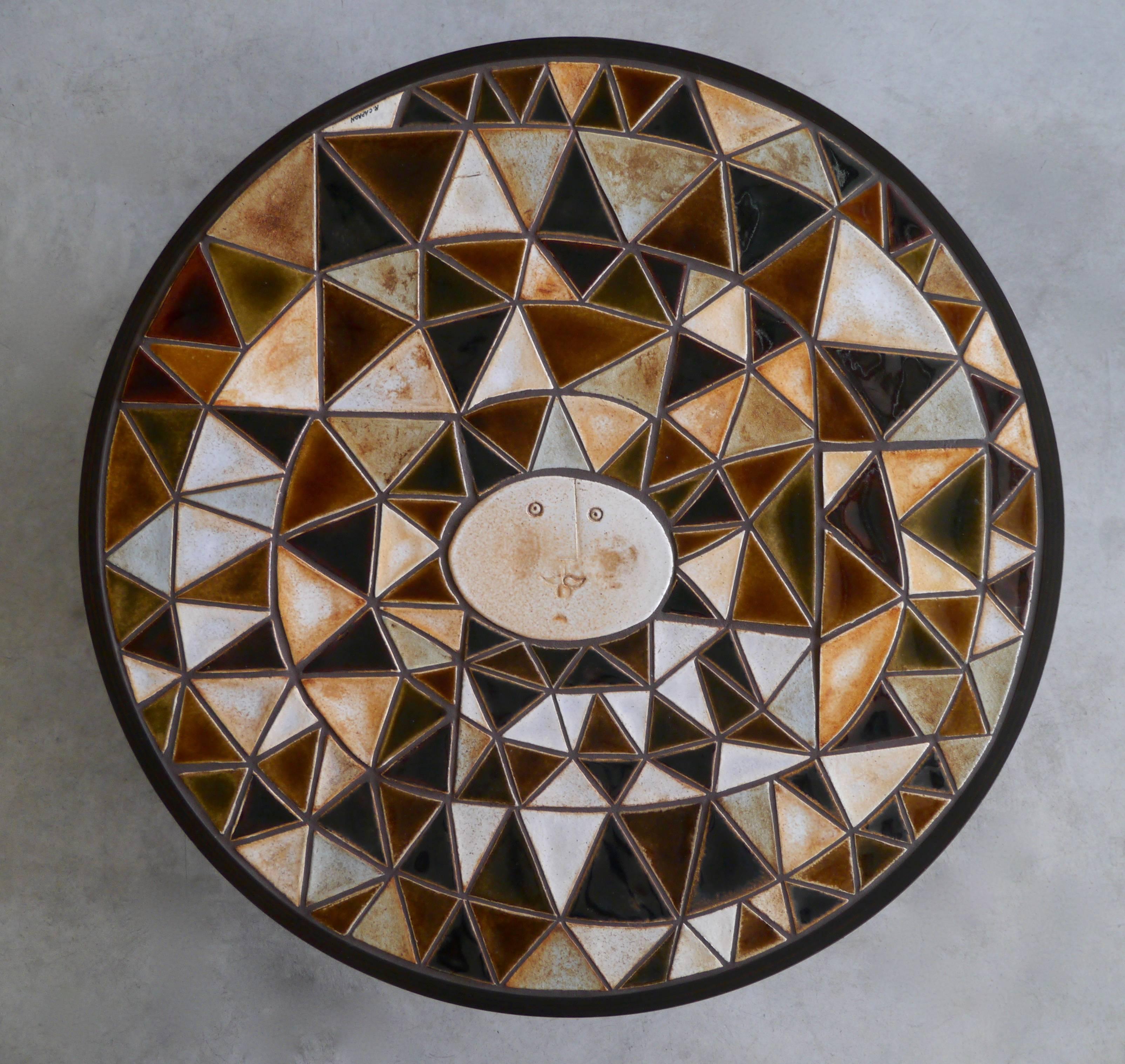 Modern Roger Capron - Exceptional Round Low Table - Vallauris France c. 1980 For Sale