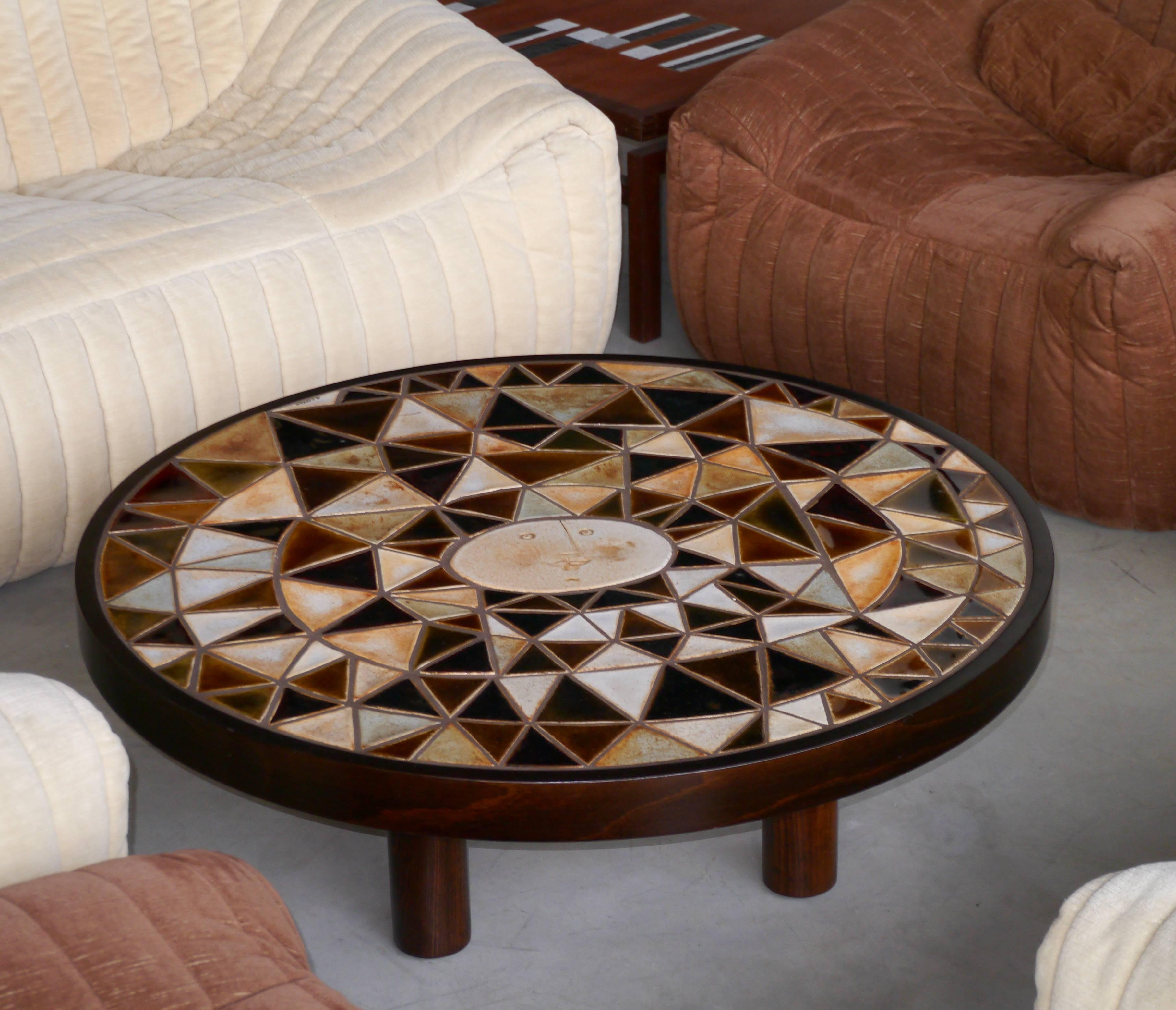 Roger Capron - Exceptional Round Low Table - Vallauris France c. 1980 For Sale 1