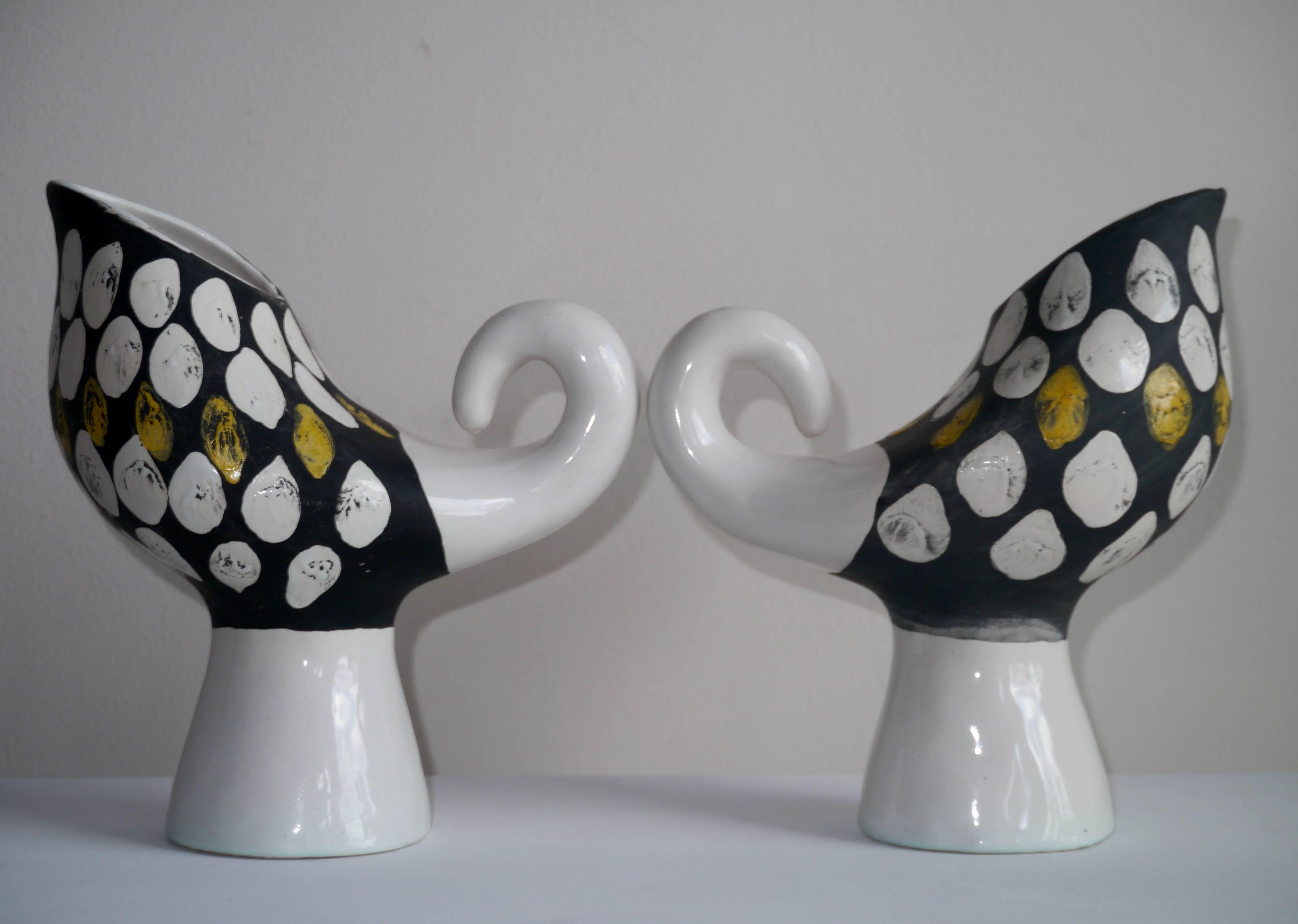 French Roger Capron - Pair of Zoomorphic Vases - Vallauris France c. 1950 For Sale