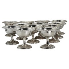 Copas para helado Kirk & Sons de plata de ley repulida 1925 - Lote de 12
