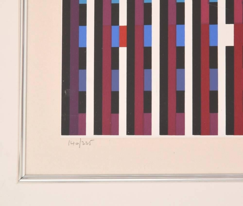 Op Art/Kinetic Art by Yaacov Agam, lithograph on Arches Paper.

framed size is 33.5