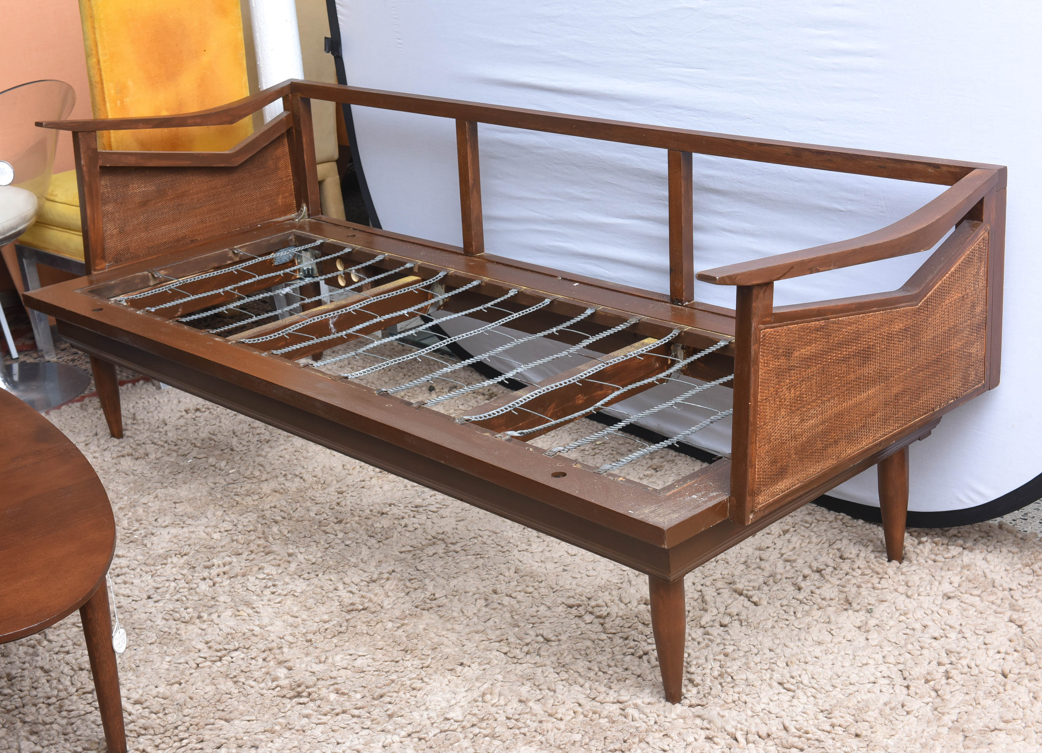 Restored Danish Teak and Cane Day Bed Attributed to Wegner, 1960s Denmark