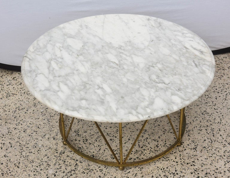 Beautiful brass and marble Hollywood Regency coffee/occasional table by La Barge.  1960s USA.