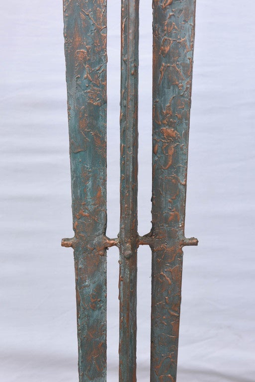 Brutalist French Bronze, Iron and Stone Floor Lamp, 1970s France For Sale 4