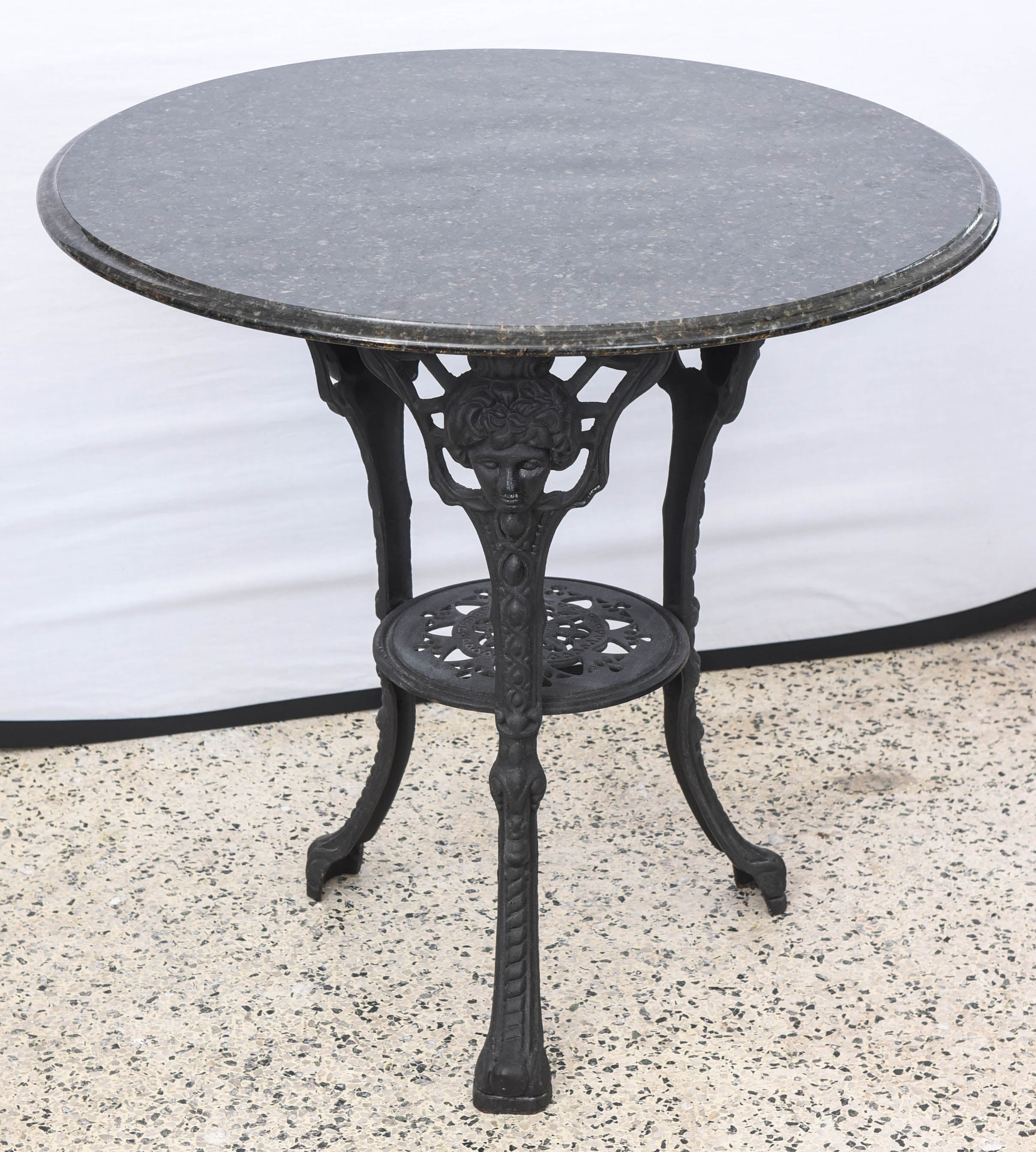 Italian Iron and Marble Cafe Table, 1970s, Italy
