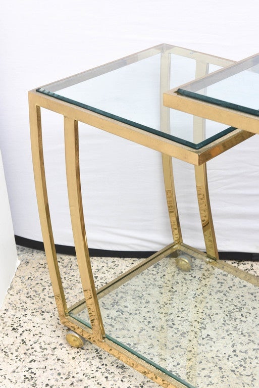 Brass Bar Cart, 1970s, USA In Good Condition In Miami, FL