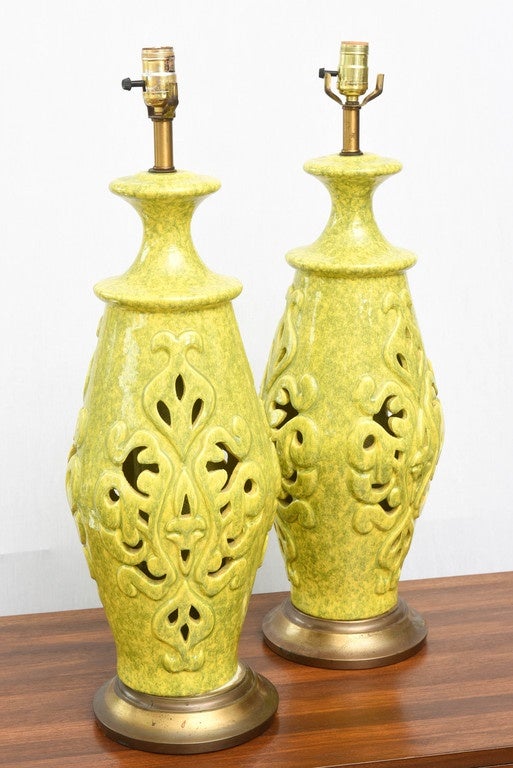 Paar Vintage-Keramiklampen, USA 1960er Jahre im Zustand „Gut“ im Angebot in Miami, FL