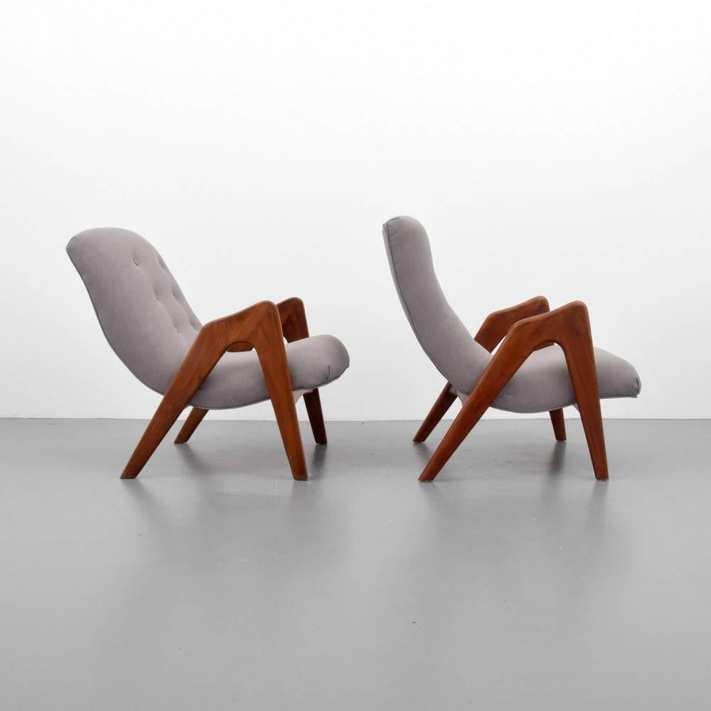 Wonderful pair of his and hers lounge chairs by Adrian Pearsall, 1960s, USA.