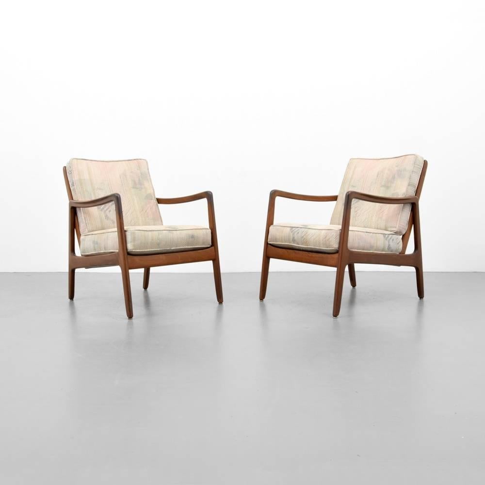 Mid-Century Modern Pair of Lounge Chairs by Ole Wanscher for France & Son, 1960s, Denmark For Sale