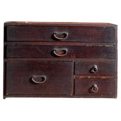 1860s-80s Japanese antique wabi sabi Urushi mid Tansu chest of drawers