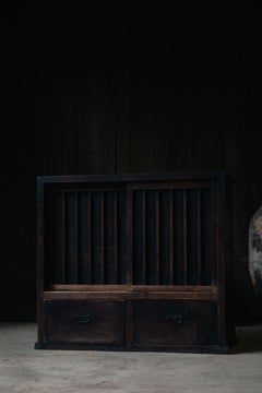 Japanese Edo Period Black Urushi Mizuya Tansu Display Cabinet Mid 19th Century