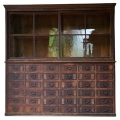 Coiffeuse japonaise ancienne à deux niveaux, avec vitrine et tiroirs, années 1870