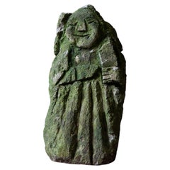 Edo Japanese Antique Stone Rice Field Deity Sculpture, Ta no Kansaa, 19th C