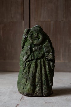 Edo Japanese Moss-Covered Stone Rice Field Deity, Ta no Kansaa, 19th C
