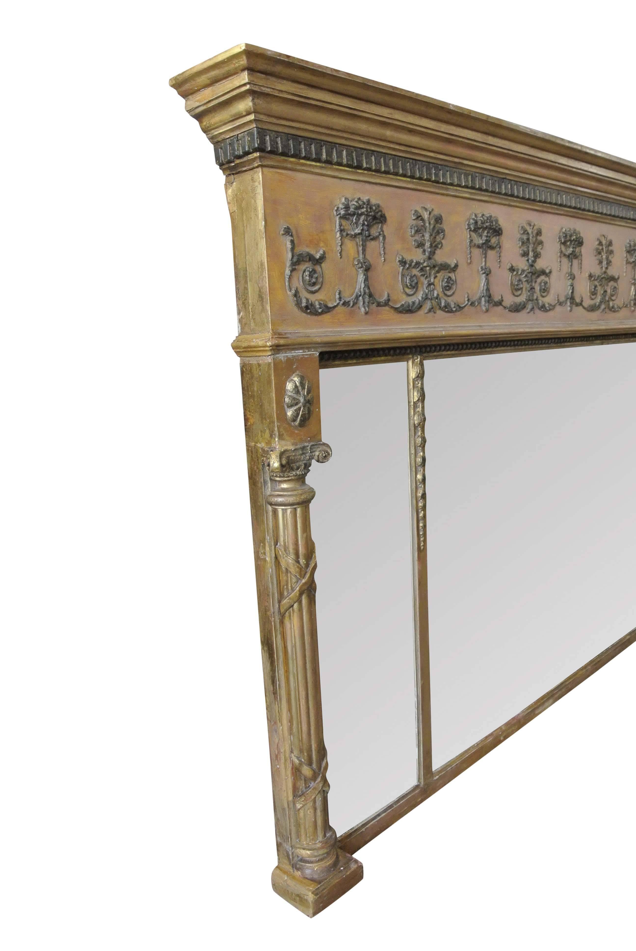 European Antique Regency Overmantel Mirror