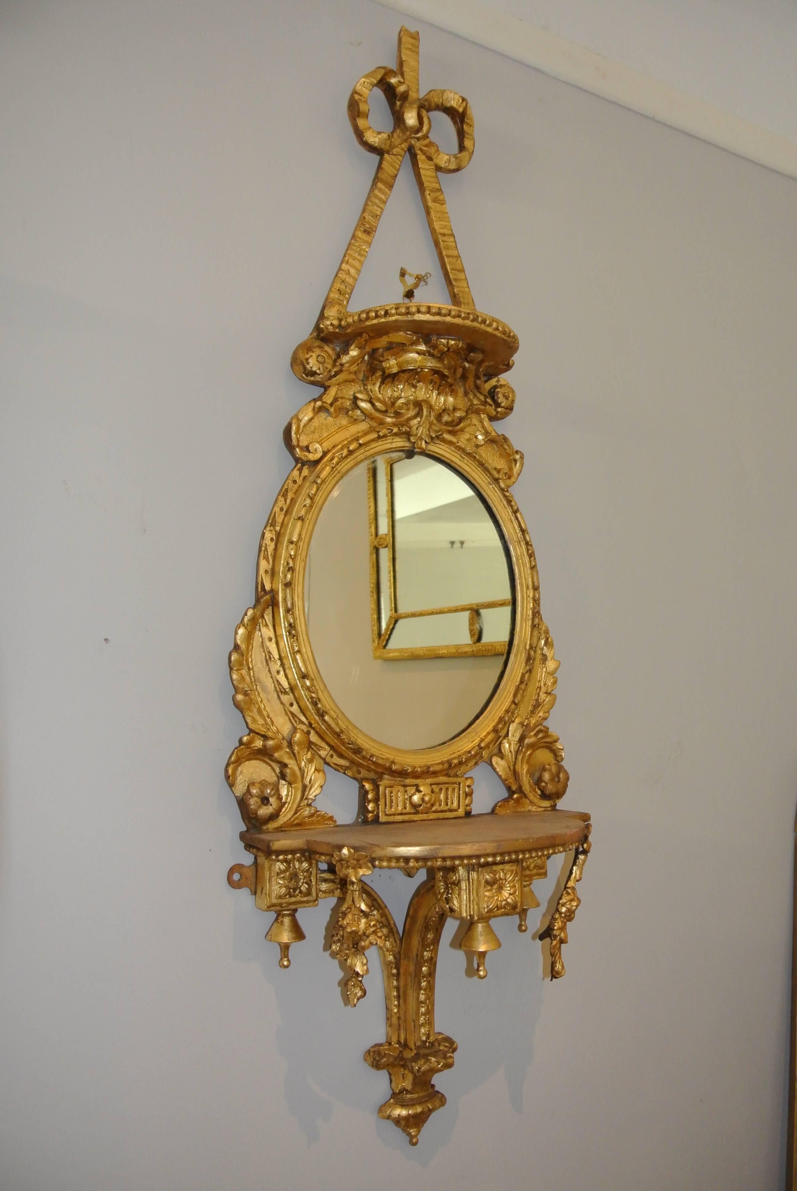 English Pair of Antique 19th Century Gilt Mirror Sconces