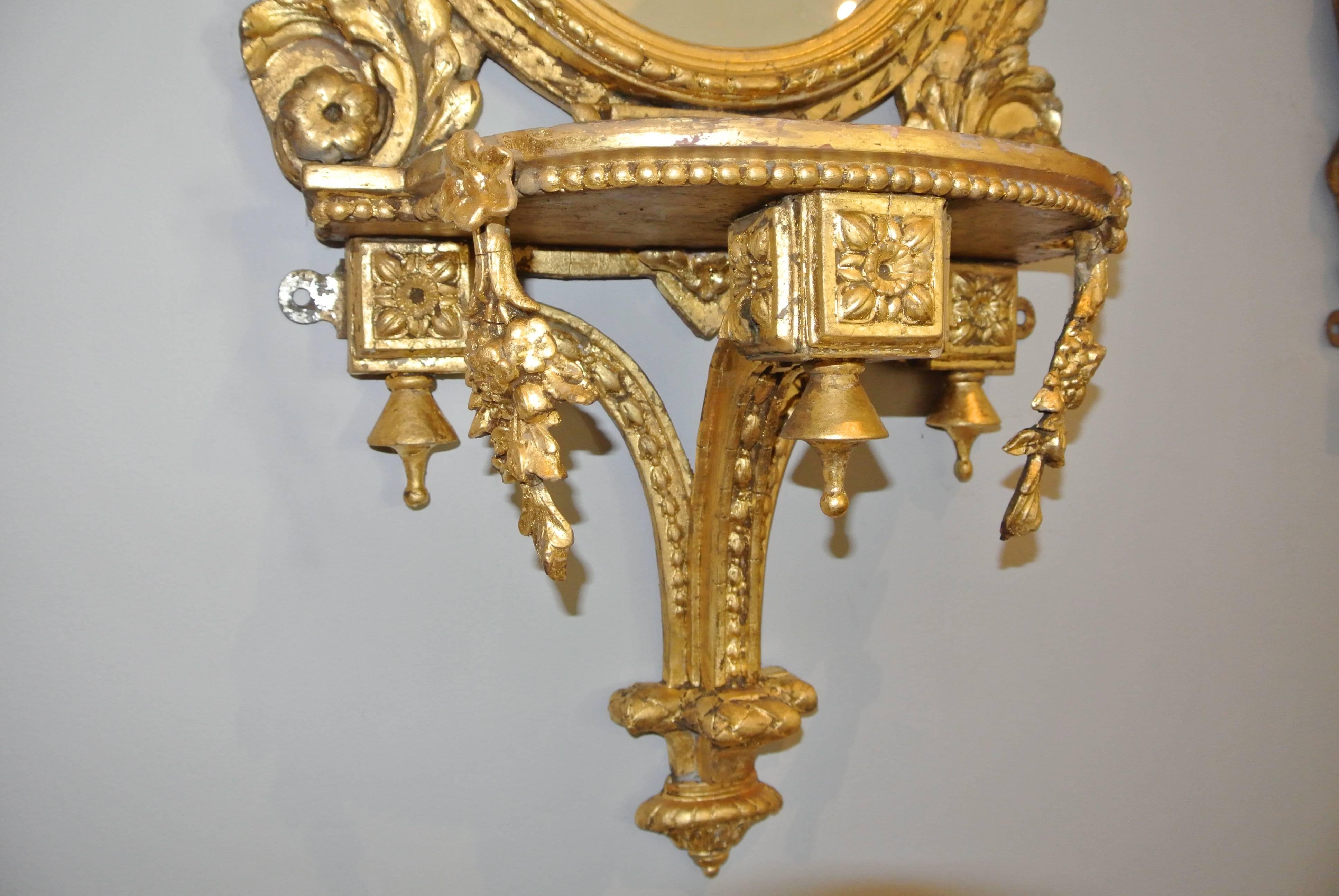 Pair of Antique 19th Century Gilt Mirror Sconces In Excellent Condition In Bournemouth, GB