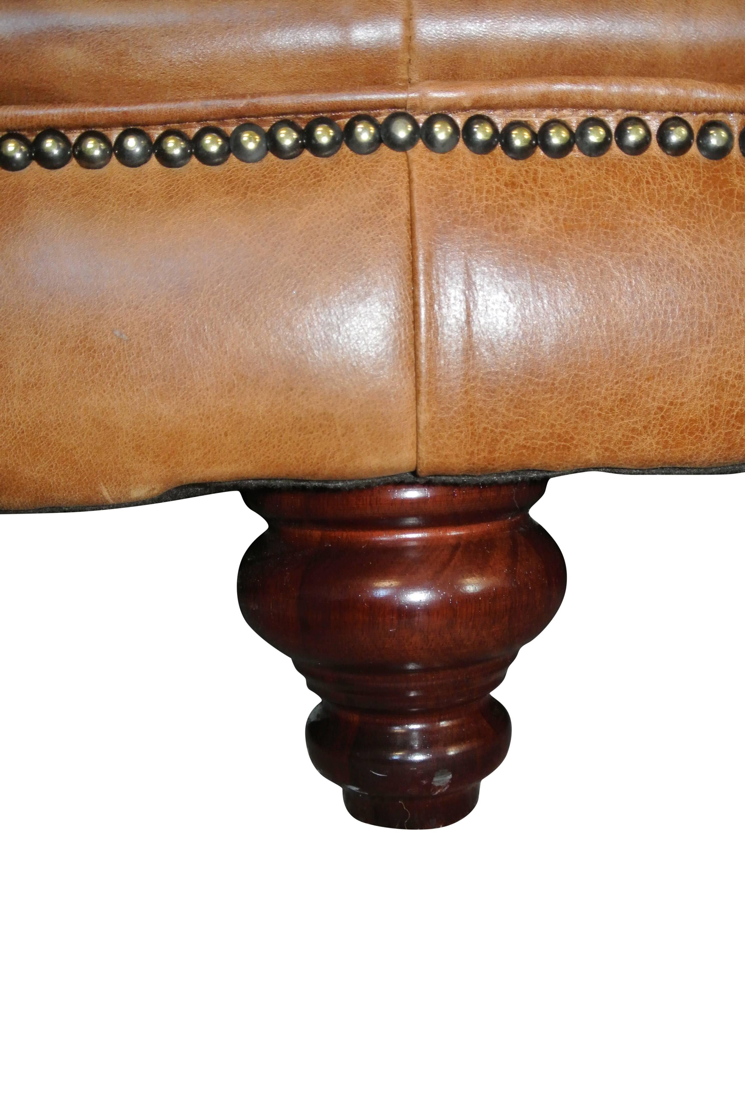 George III Very Large Leather Chesterfield Settee