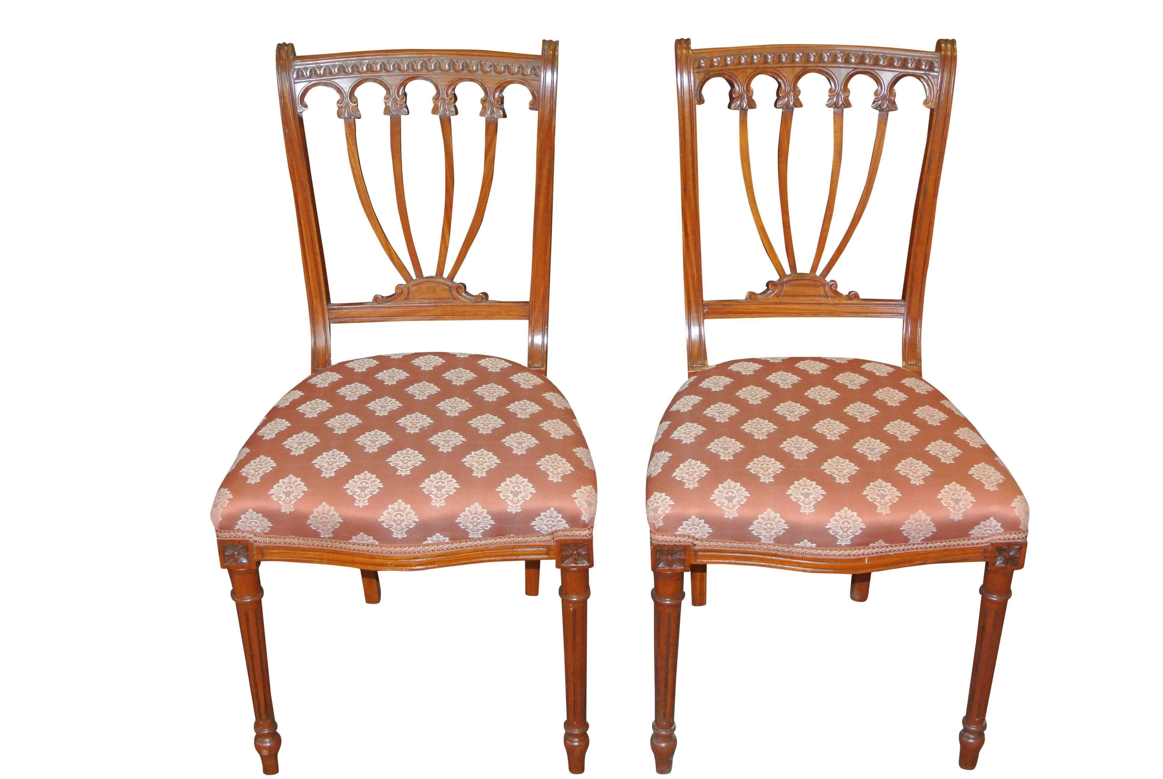 Late 19th Century Four 19th Century Hepplewhite Satinwood Chairs