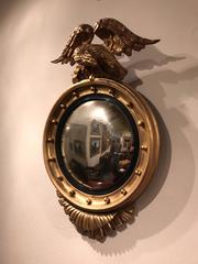 19th Century Eagle Crested Convex Gilt Mirror