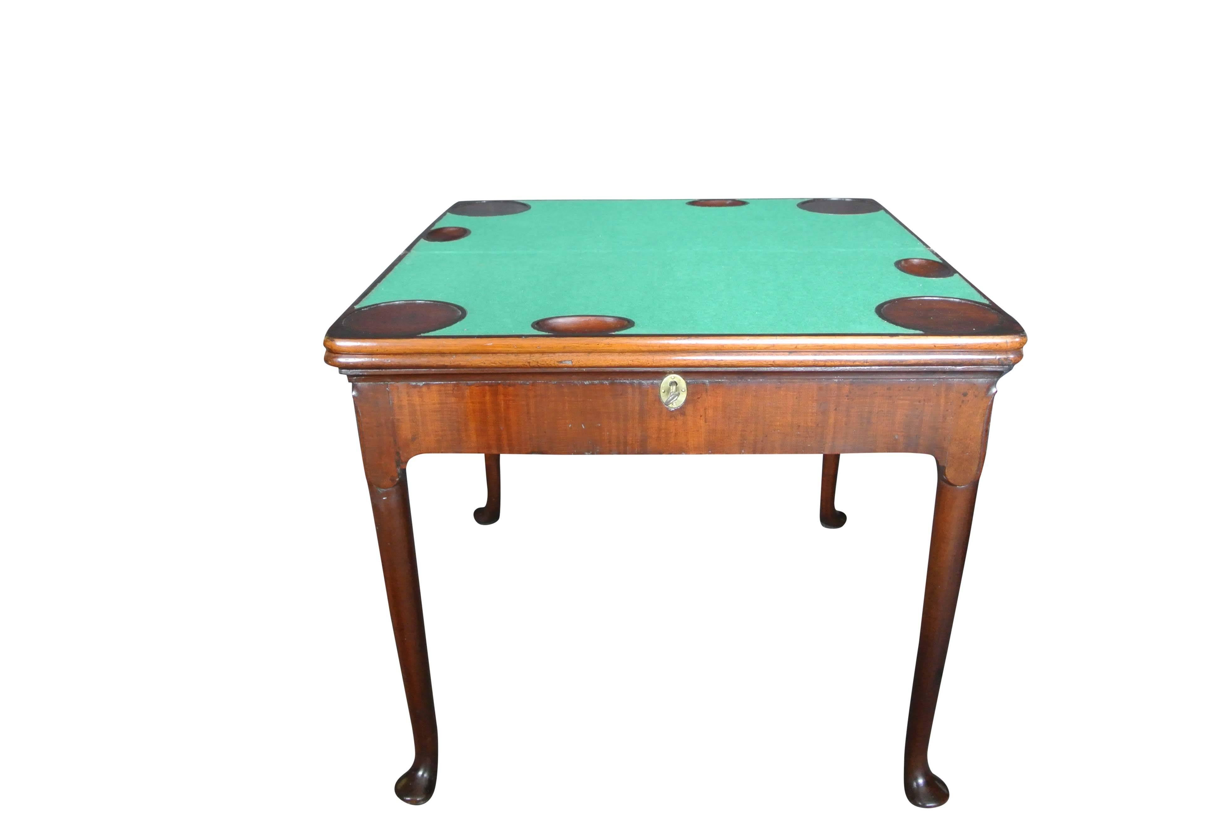 Mid-18th Century Antique George II Triple Top Backgammon and Cards Table