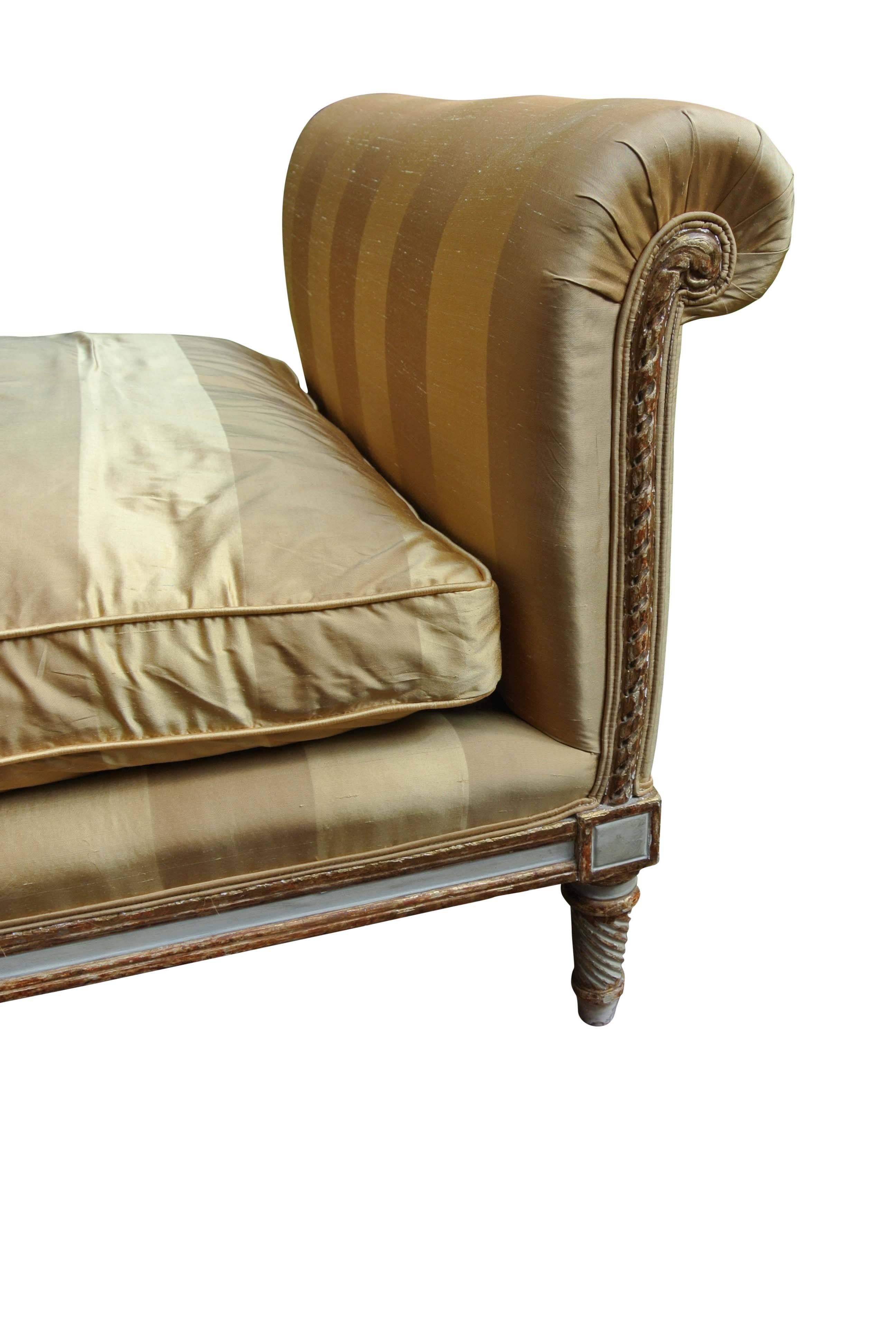 19th Century French Silk Lit Du Jour Day Bed 1