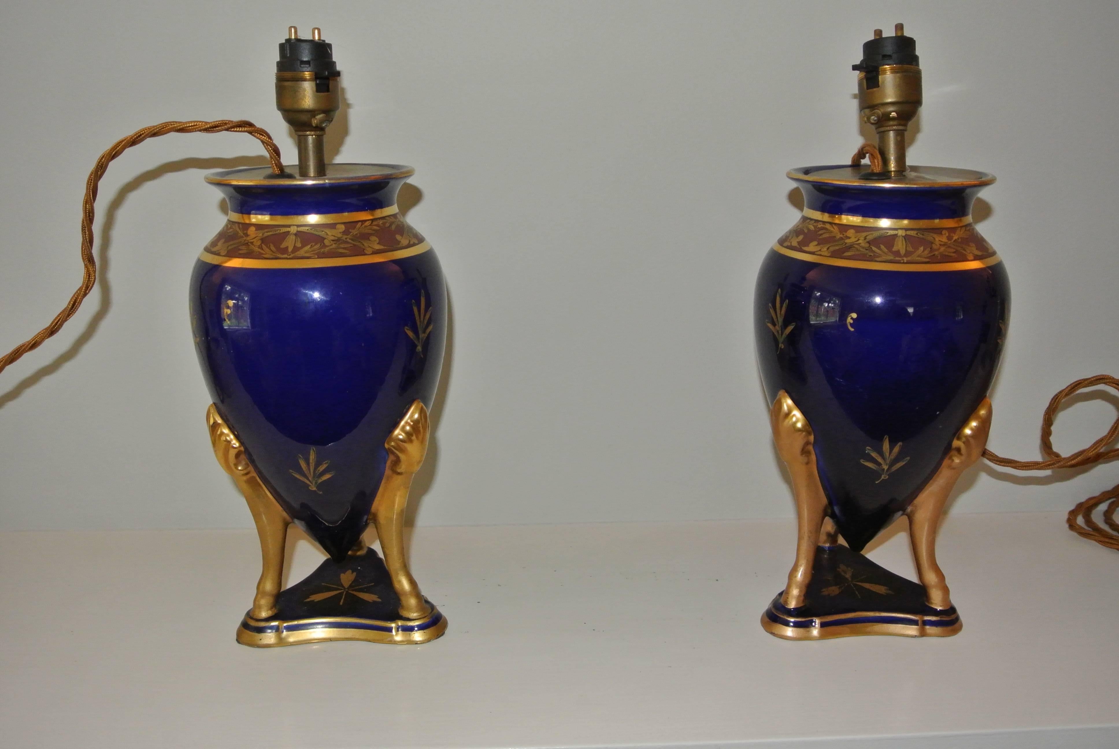 Pair of French Art Deco Faience Vase Lamps 1