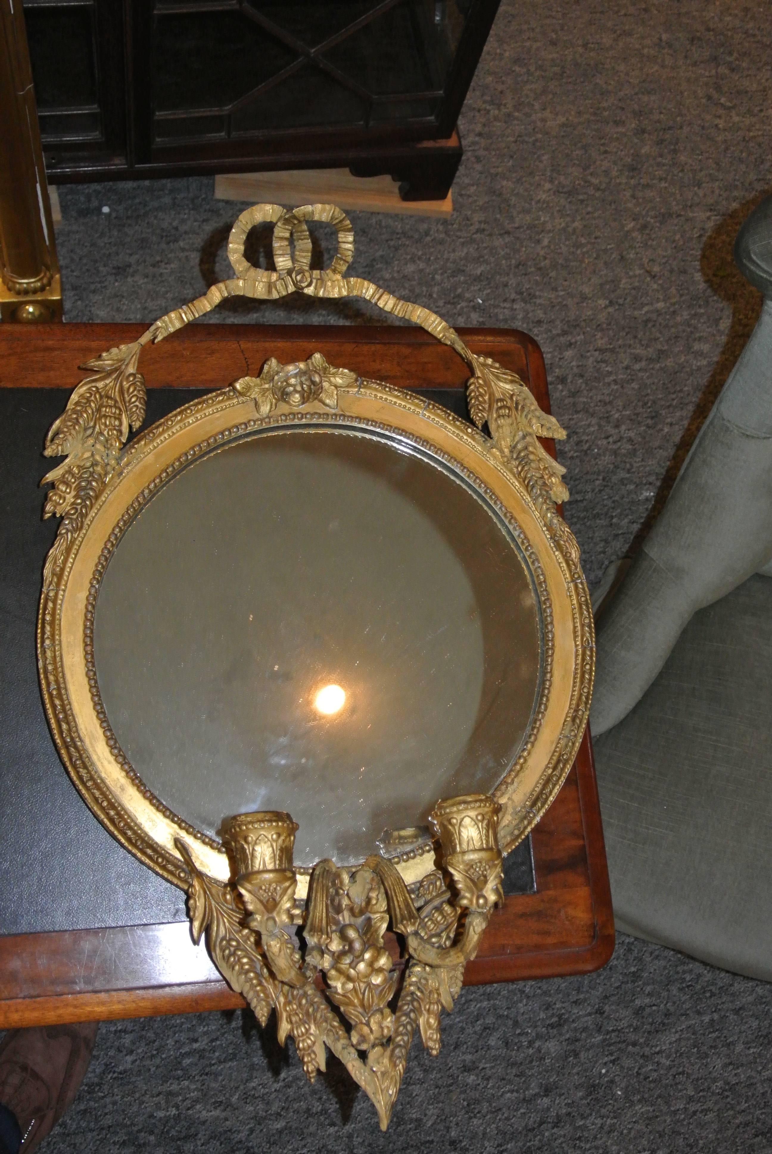English 19th Century Pair of Girandole Mirrors