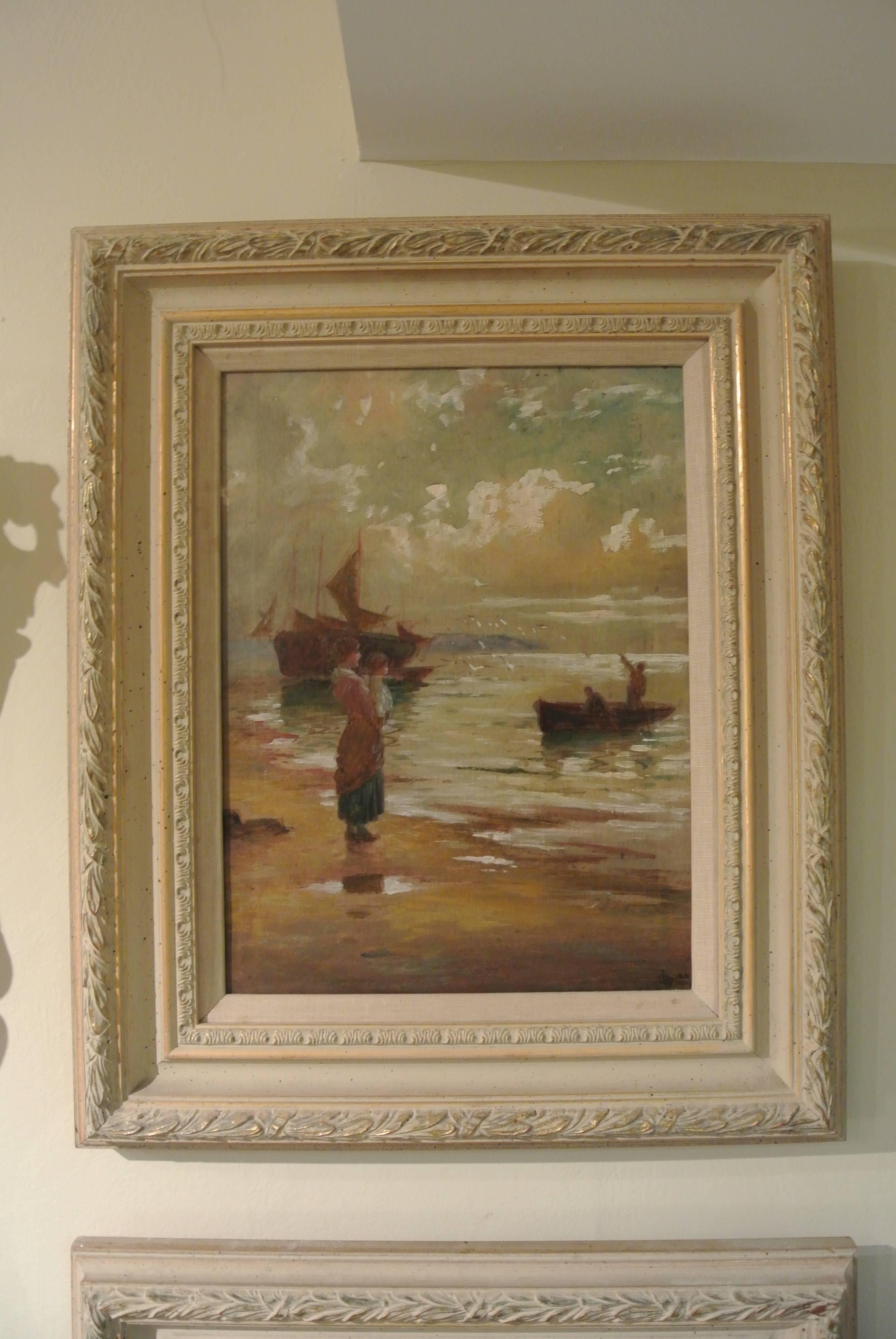 Pair of early 20th century oil on canvas coastal scenes by John Henry Boel.