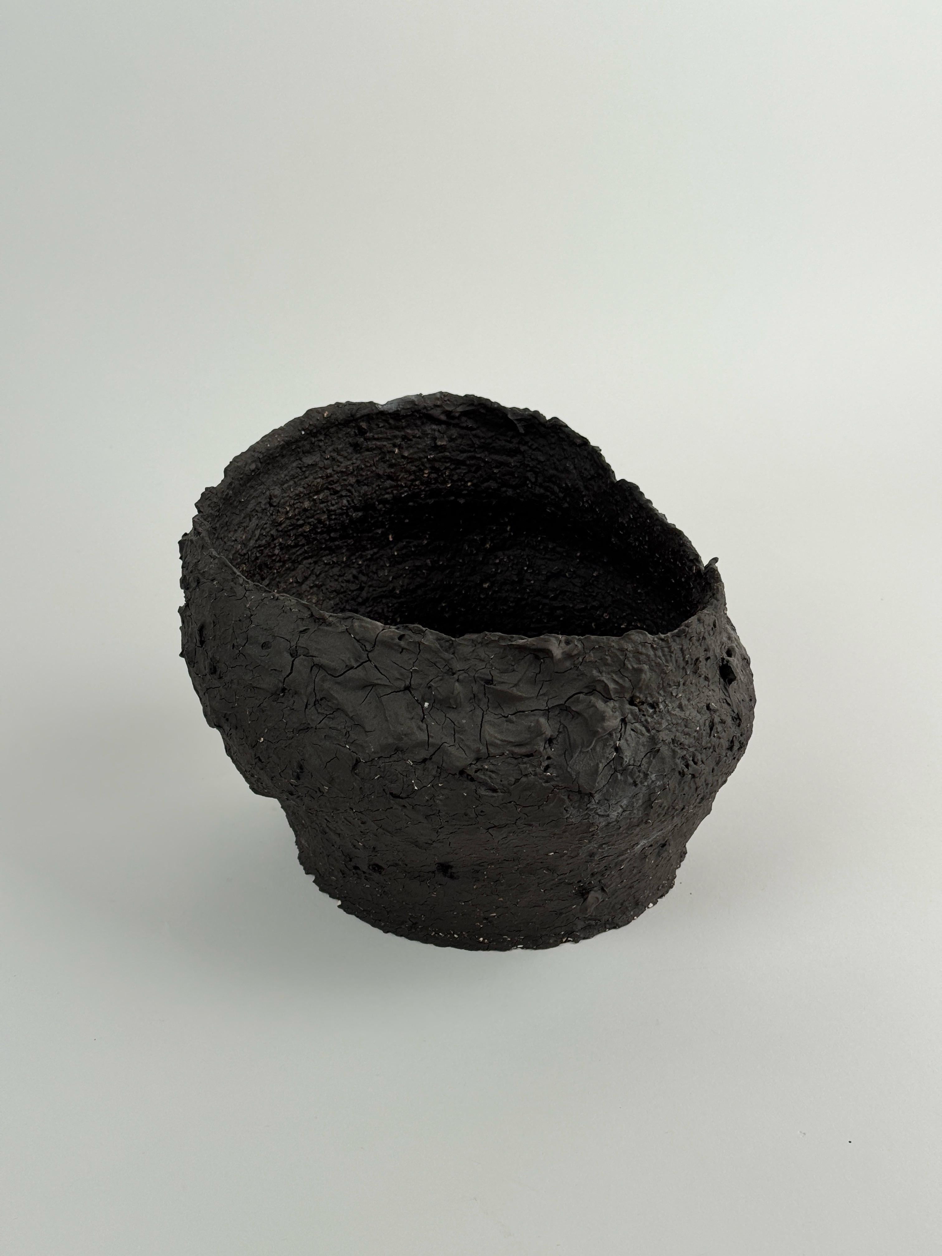 Hand-Crafted Sculptural Ceramic Form in Charred Black Clay  One-of-a-Kind Collector’s Object For Sale